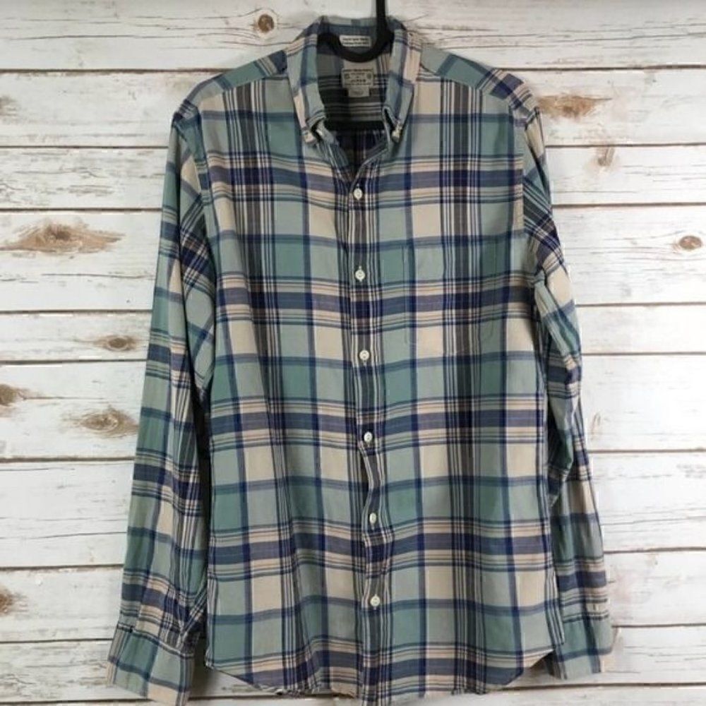 J. Crew Button Down Shirt Blue Orange Size Small